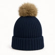 Cable Ribbed Knit Pom Beanie