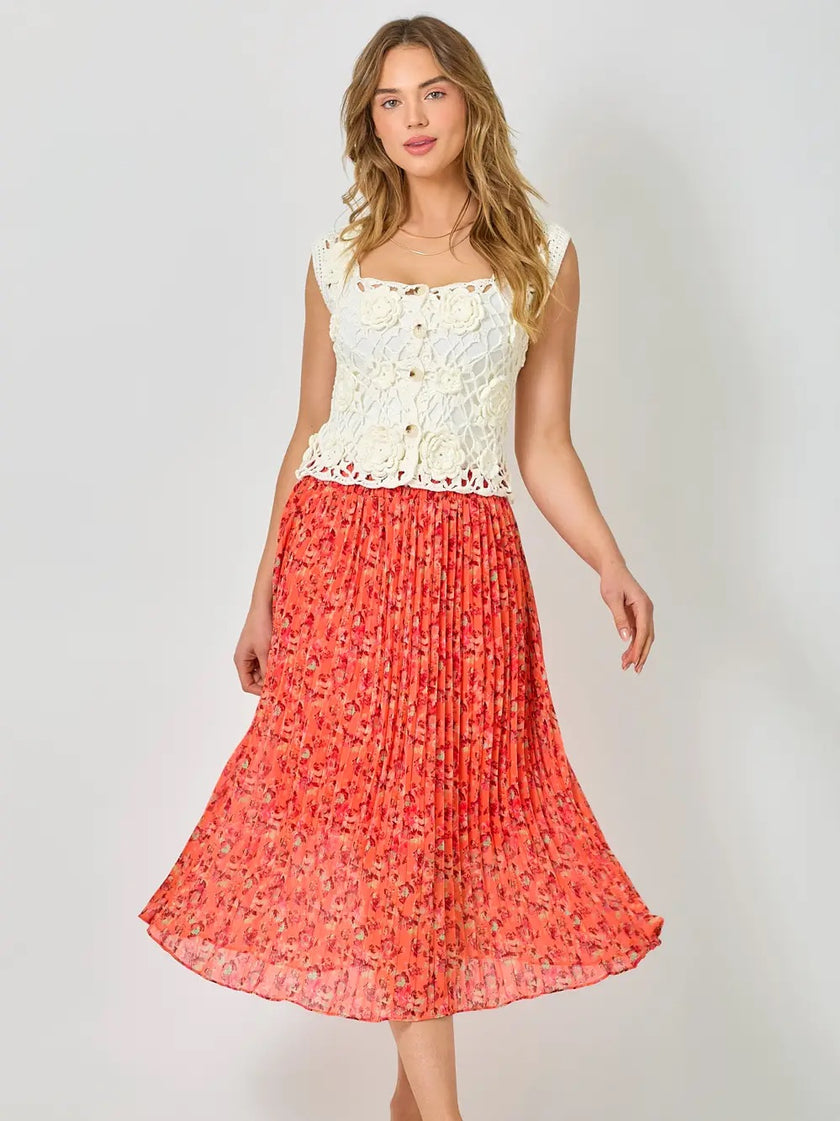 Printed Chiffon Pleats Skirt
