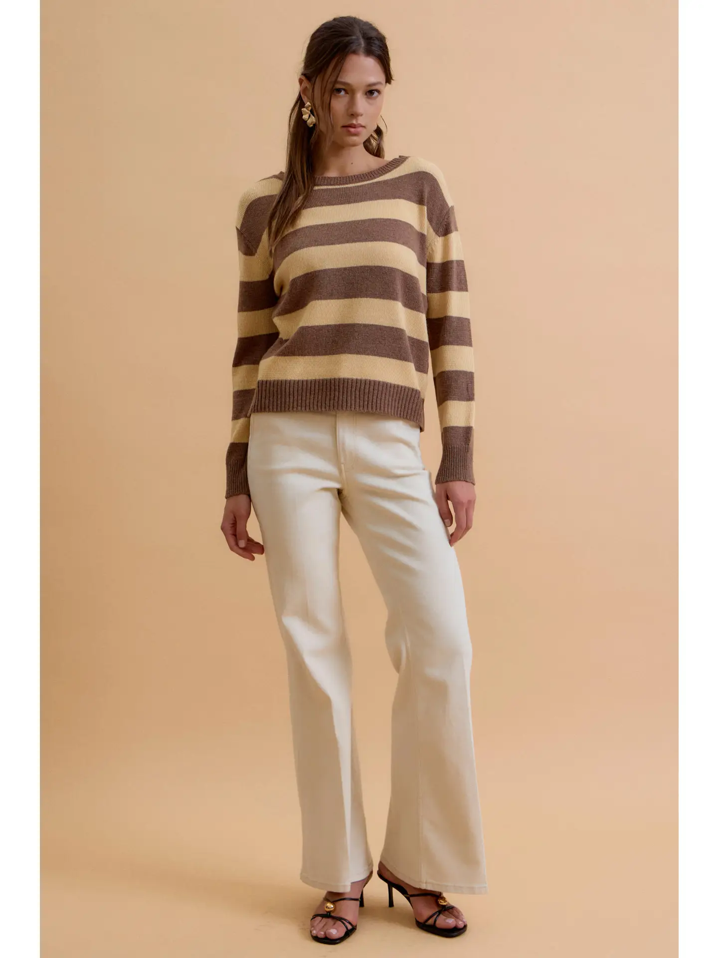 Angora Blend Relaxed Fit Wide Striped Sweater