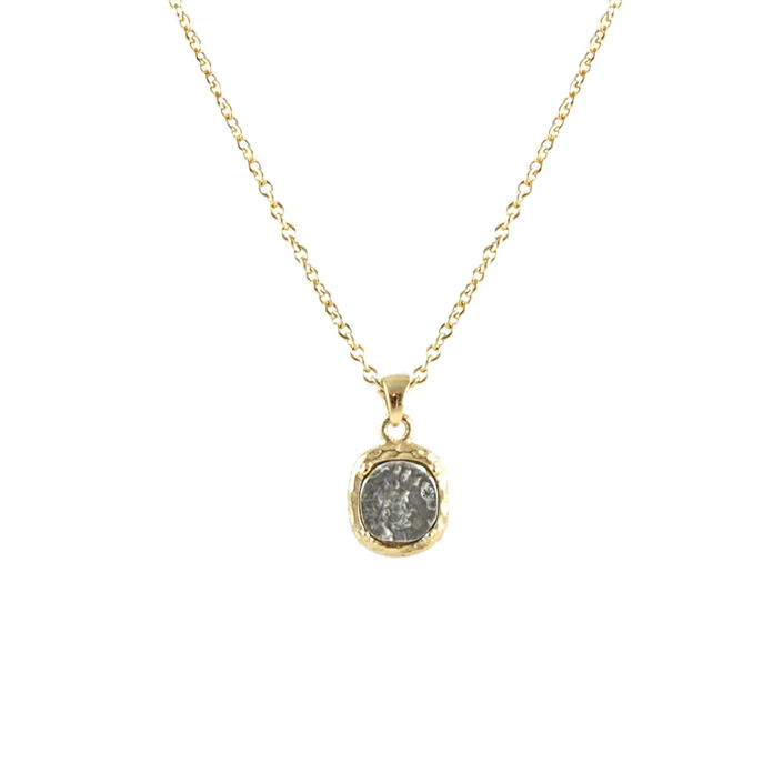 Gold Pavia Coin & Frame Necklace | 16