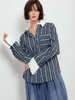 A striped woven top charcoal front