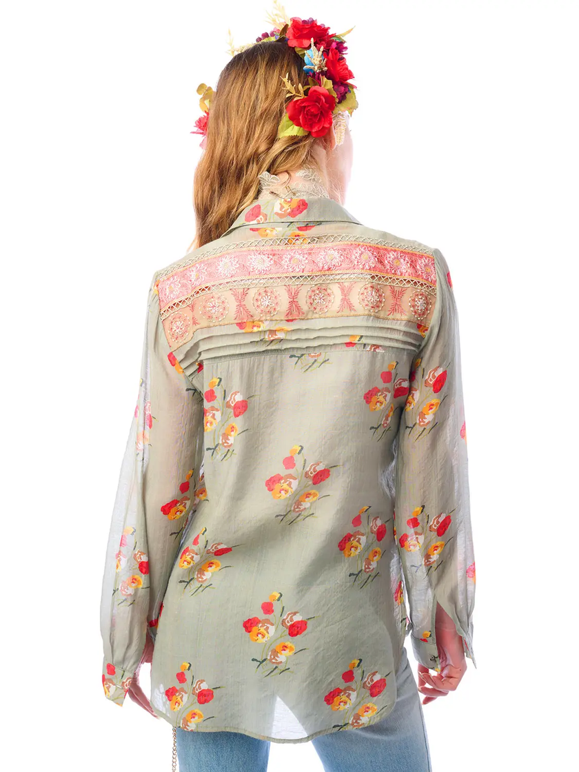 MIA GRACE SHIRT light olive floral