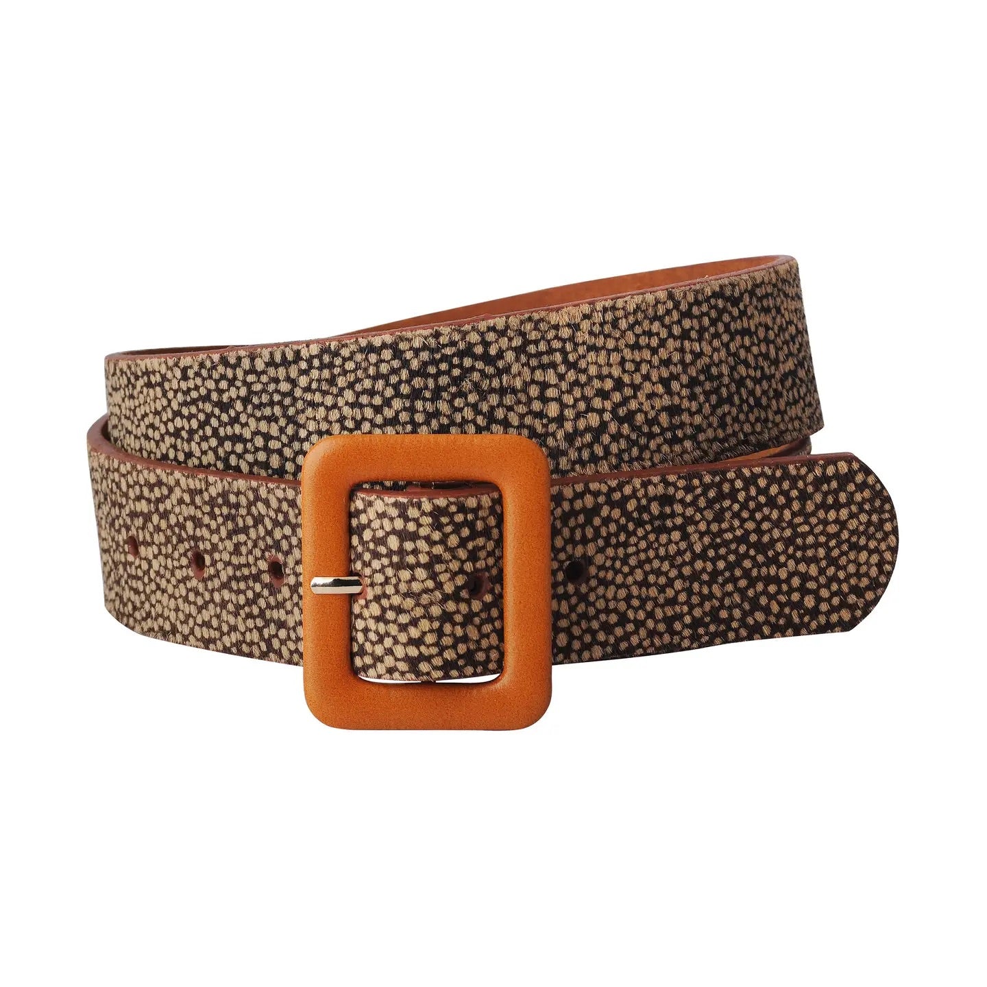 Spotted Print Calf Hair Belt