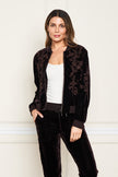 VELVET BOMBER JACKET W/ EMB coffee front