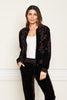 VELVET BOMBER JACKET W/ EMB coffee front