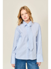 Marisa Tie Collar Shirt, blue stripe-front