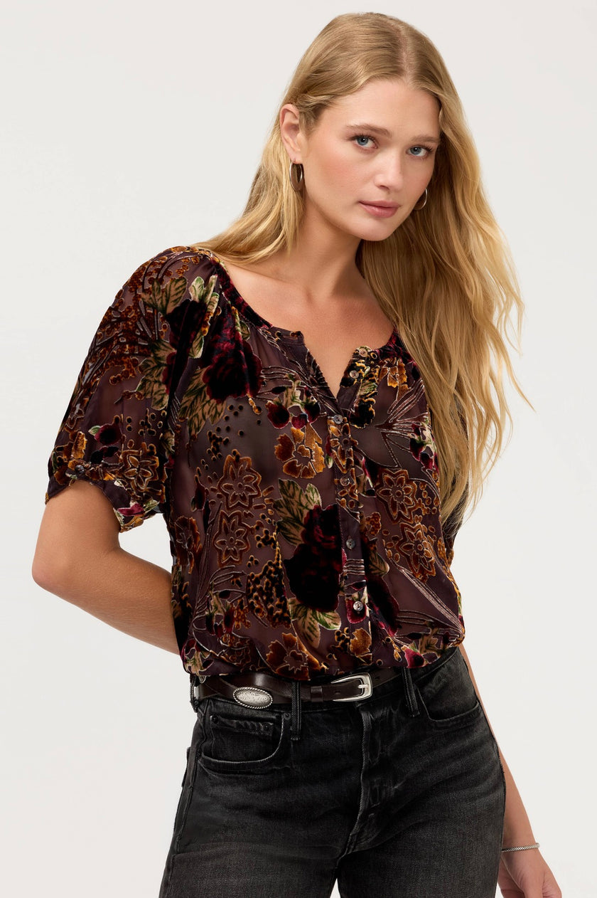 Avah Button Down Shirt, joanna burnout-front