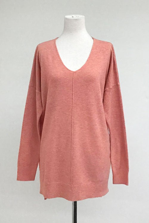Christi Front Seam Sweater heather coral
