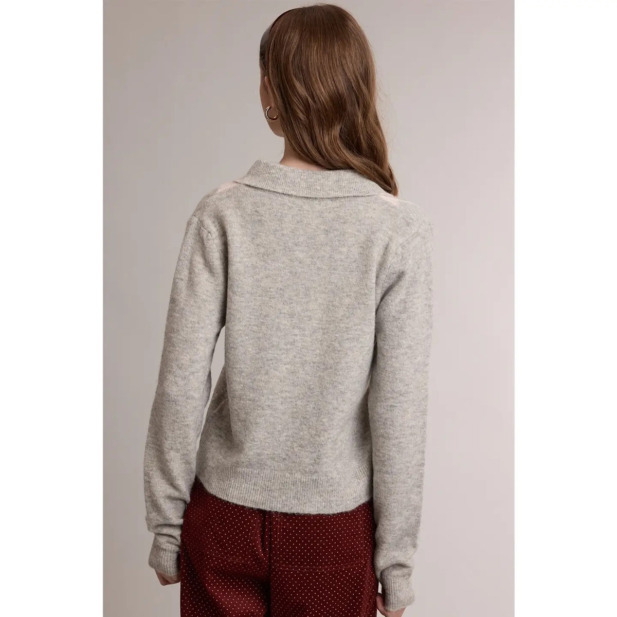 Argyle Collared Button Front Knit Cardigan