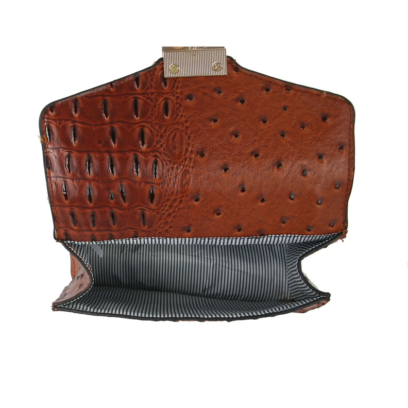 Women's Satchel Purse - Vegan Leather cognac inside