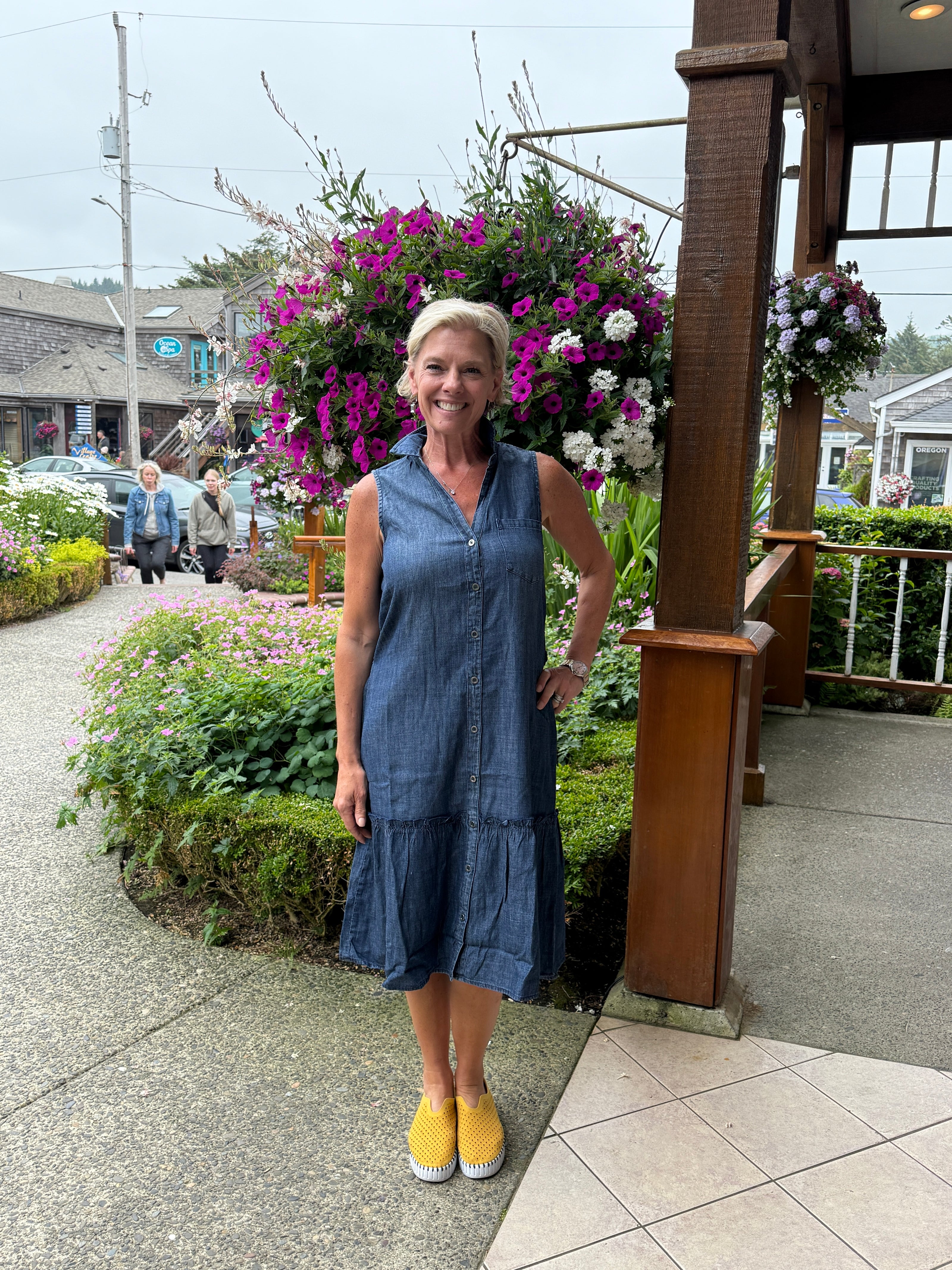 Allie Denim Tie Dress dark wash front