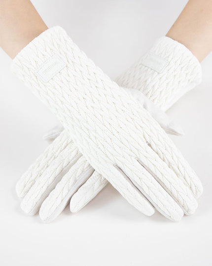 Stocking Stitch Texture Gloves white
