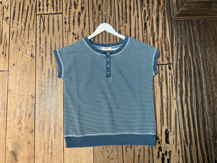Holly Striped SS Knit Top, denim-front