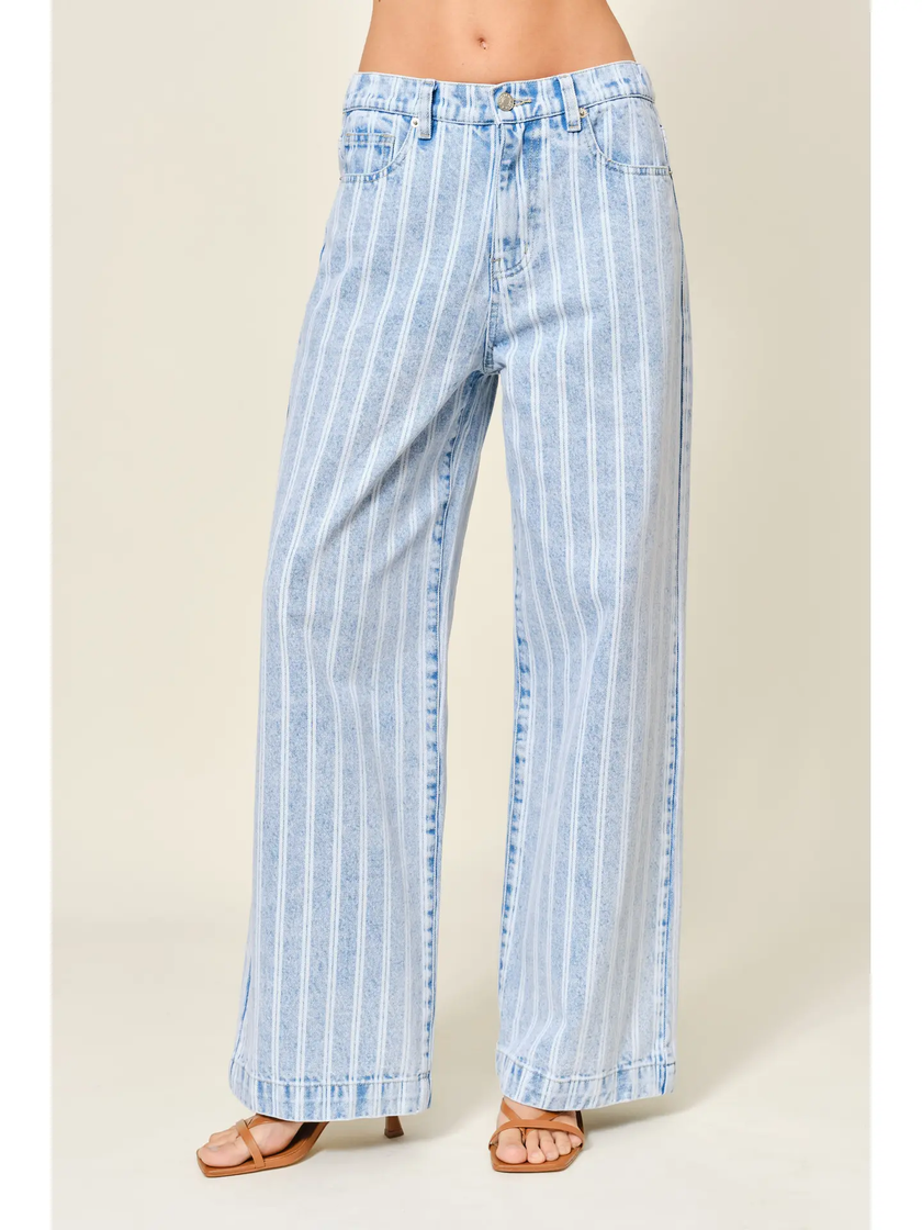 Alex Striped Denim Barrel Pants