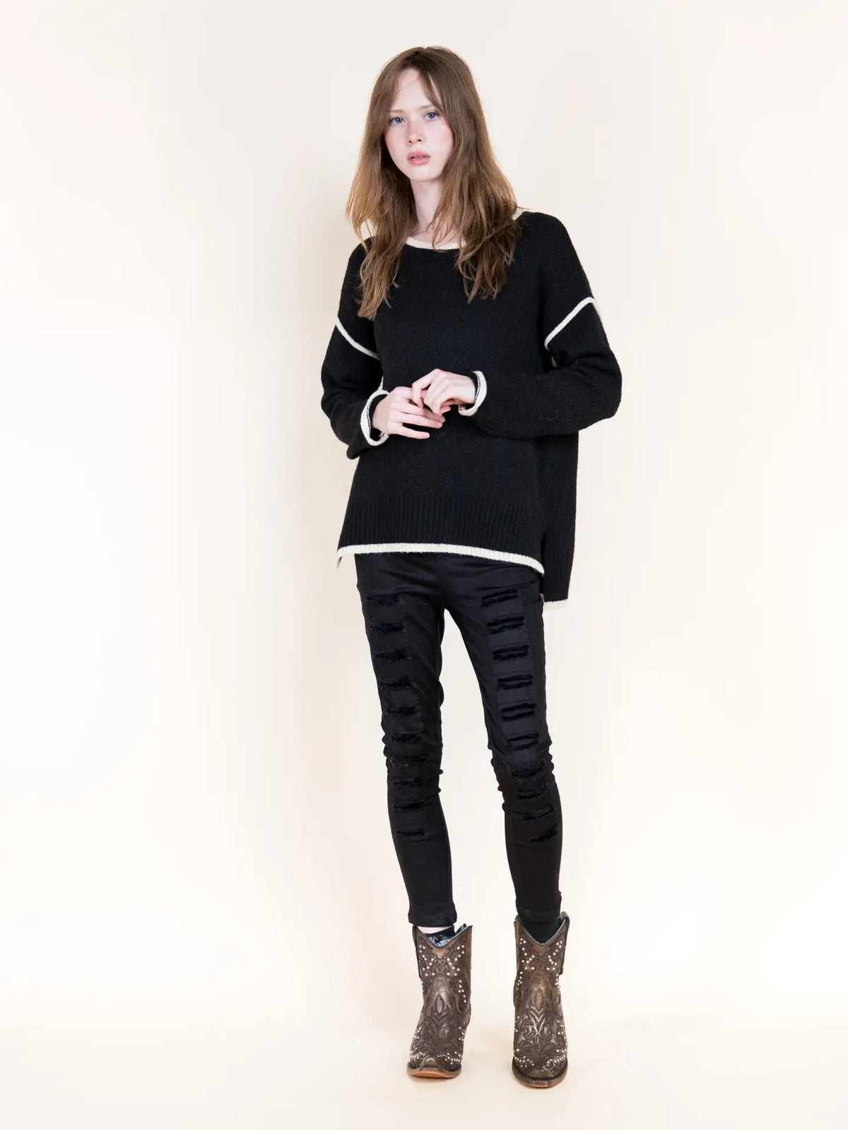 Polly Contrast Hem Sweater
