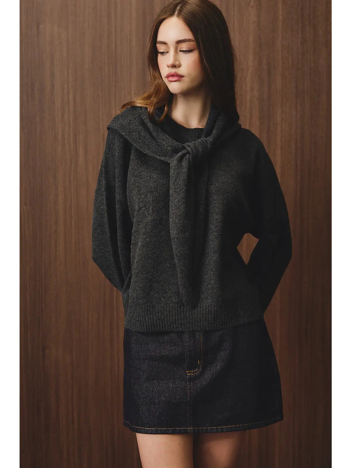 LS  Sweater with Triangular Scarf