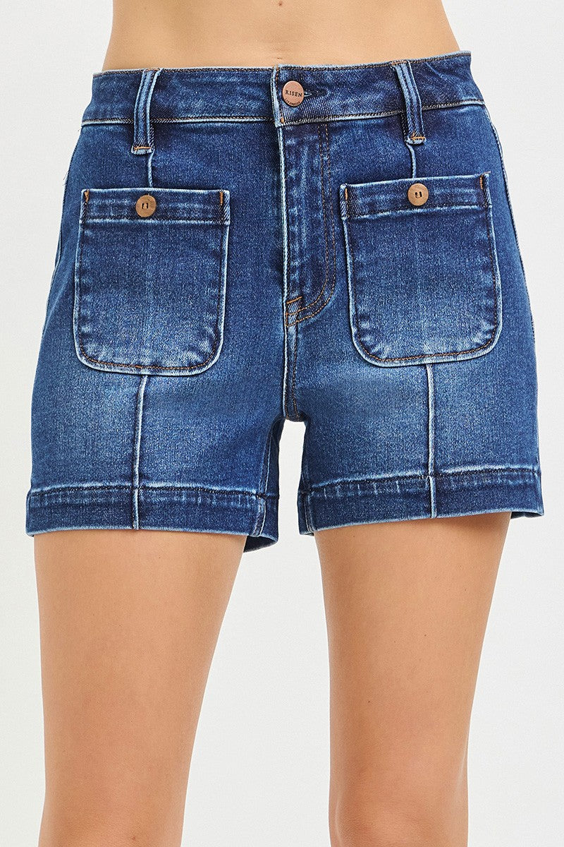 High Rise Patch Pocket Shorts