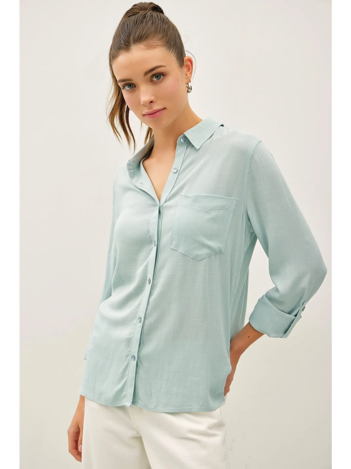Spring Button Down Shirt seafoam
