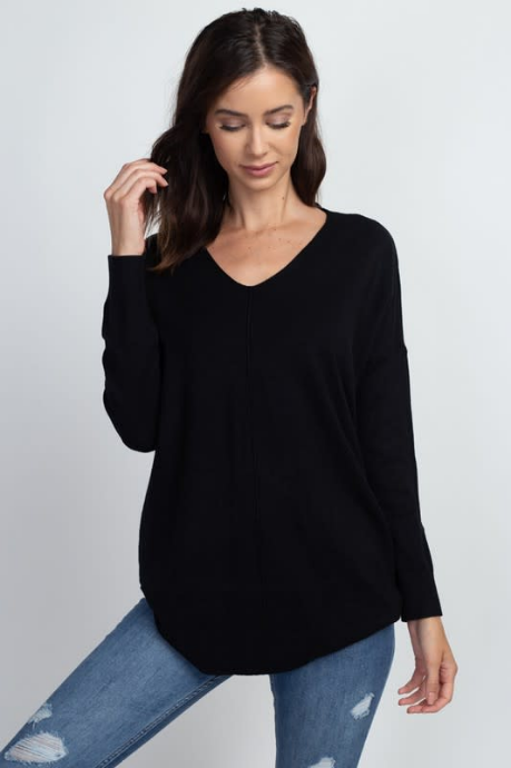 Christi Front Seam Sweater ~ black