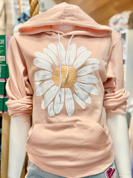 Blooming Daisy Graphic Hoodie peach