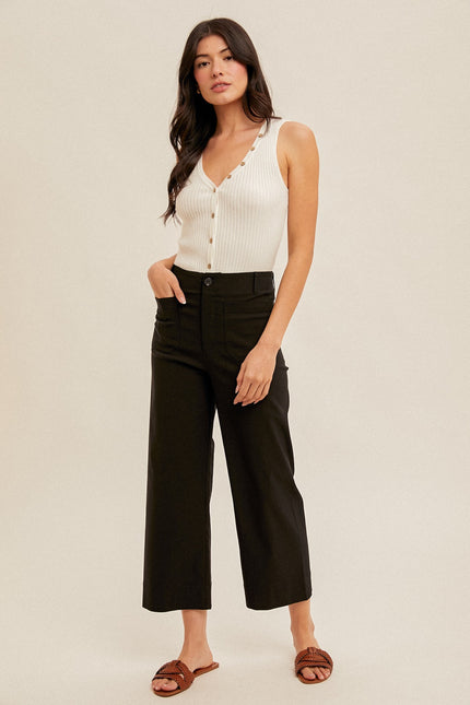 4 Way Stretch Wide Leg Pants black