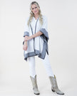Two Tone Border Tight Knit Kimono front