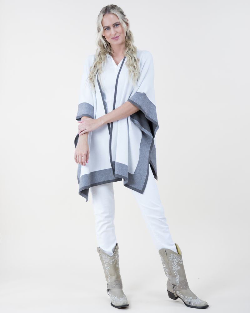 Two Tone Border Tight Knit Kimono front