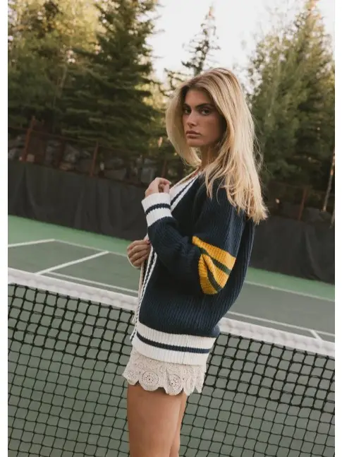 Varsity Cotton Blend Oversized Cardigan