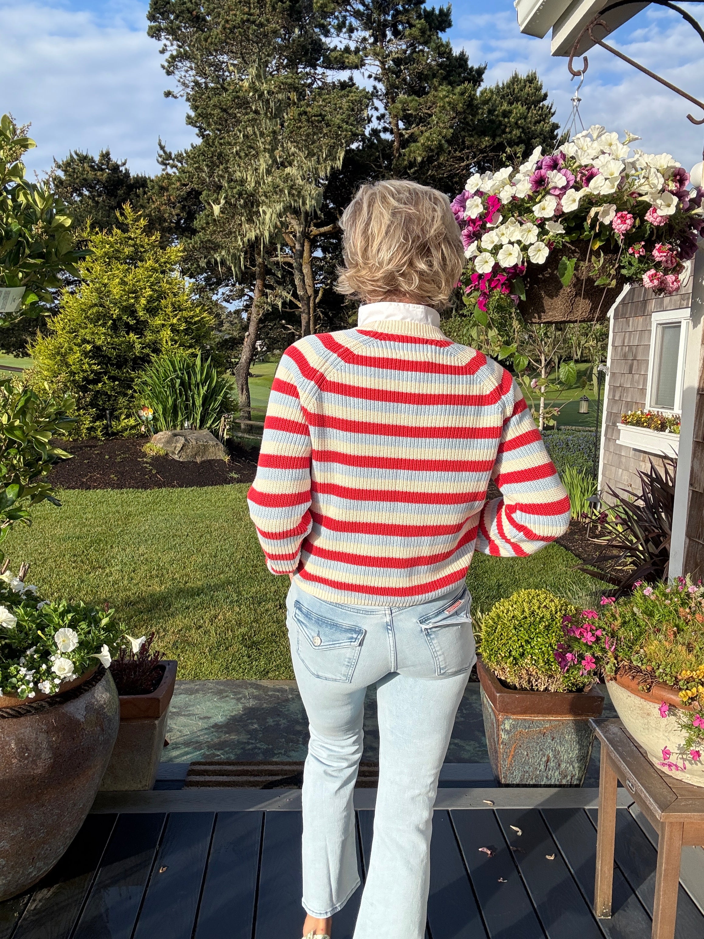 Alexa Pullover, red, white & blue stripes-back