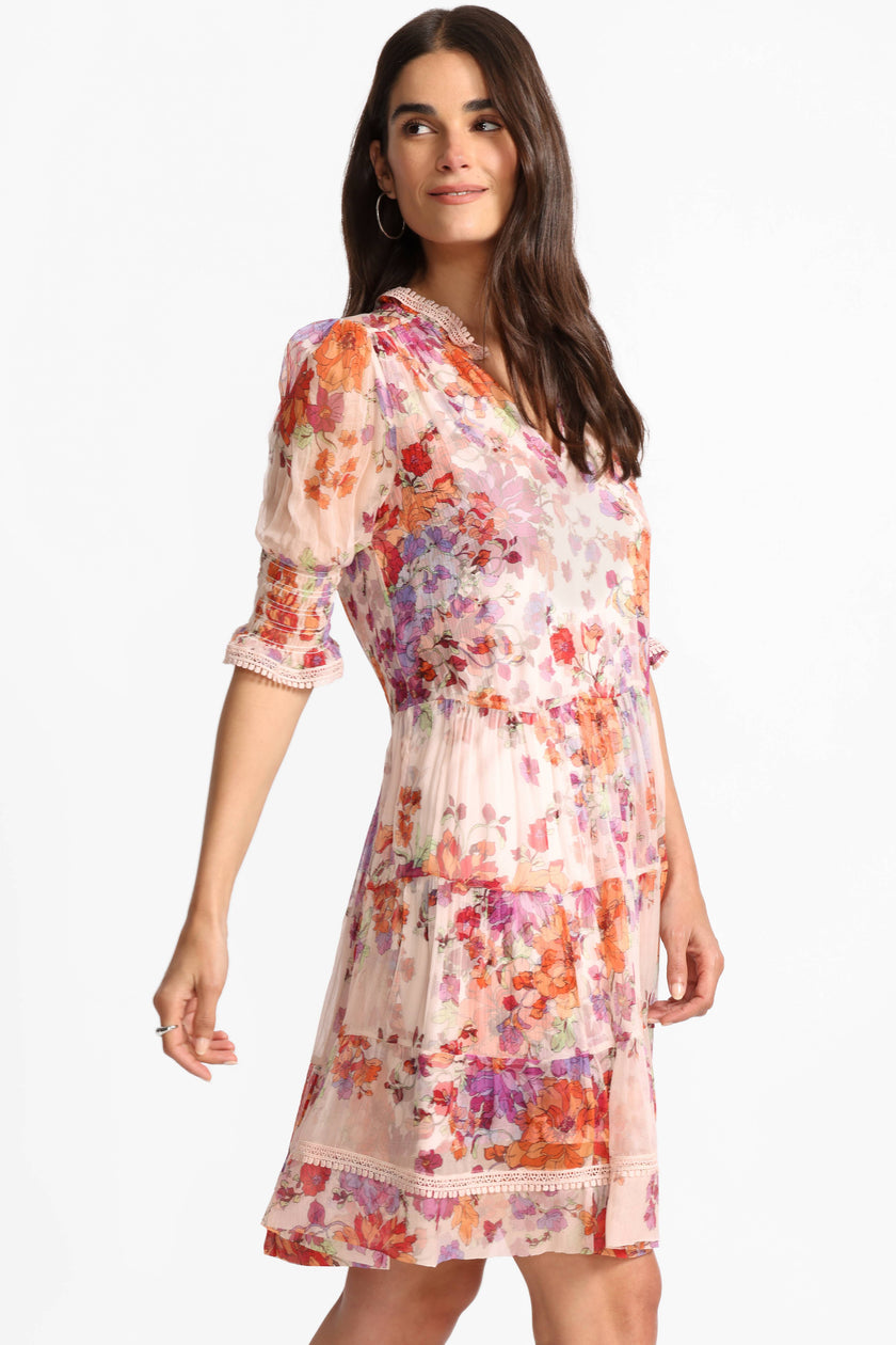 ABBEY TIERED MINI DRESS front/side