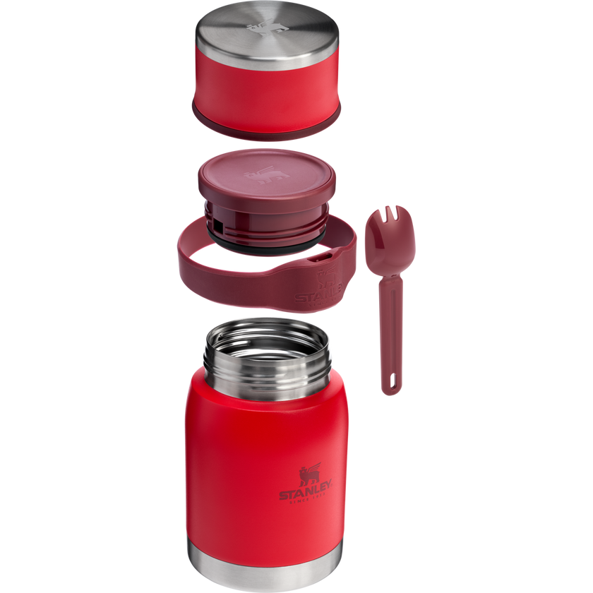 ADVENTURE TO-GO FOOD JAR + SPORK | 24 OZ disassembled  chili red