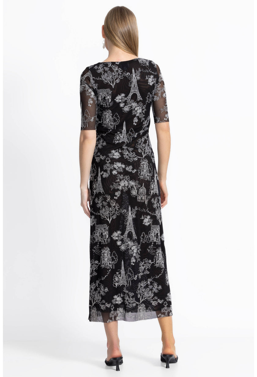 Johnny Was MAYA MESH MIDI DRESS Louise Black back