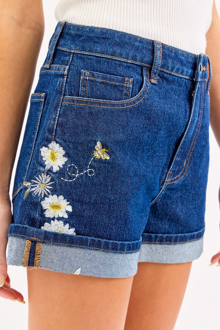 Honey Bee High Rise Shorts-side detail
