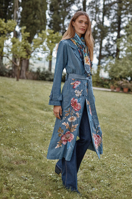 Johnny was Denim Trench Coat front right side