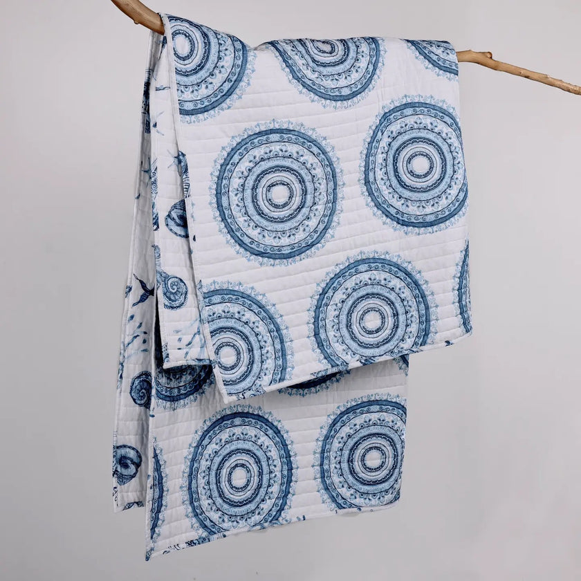 Batik Ocean Quilted Throw