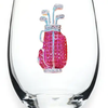 Golf Bag Jeweled Stemless Wine Glass