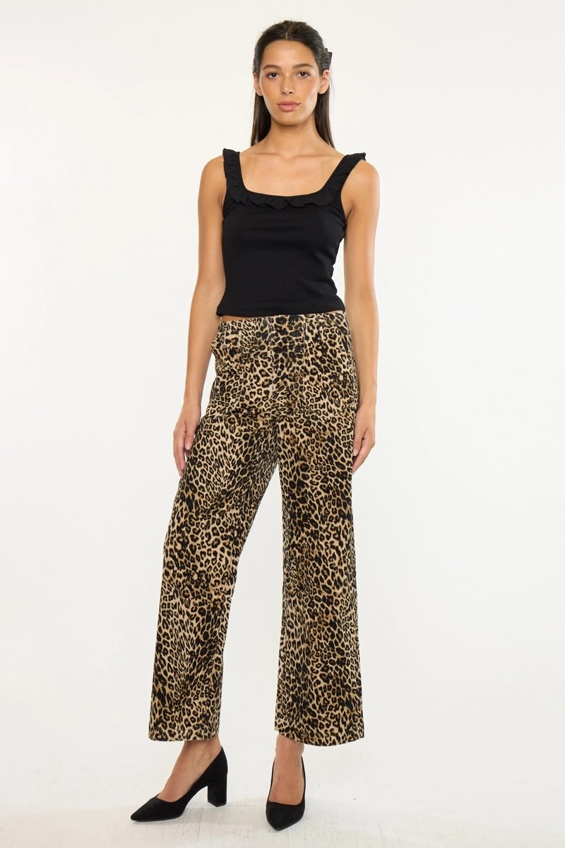 ULTRA HIGH RISE CORDUROY WIDE LEG leapard front