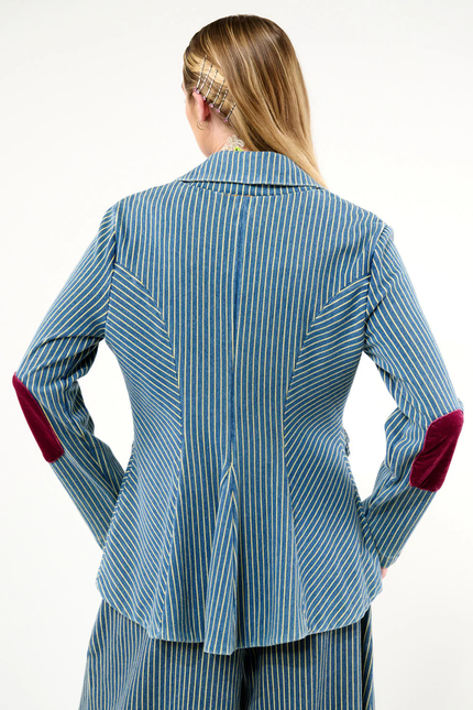 Alaia Stripe Denim Blazer