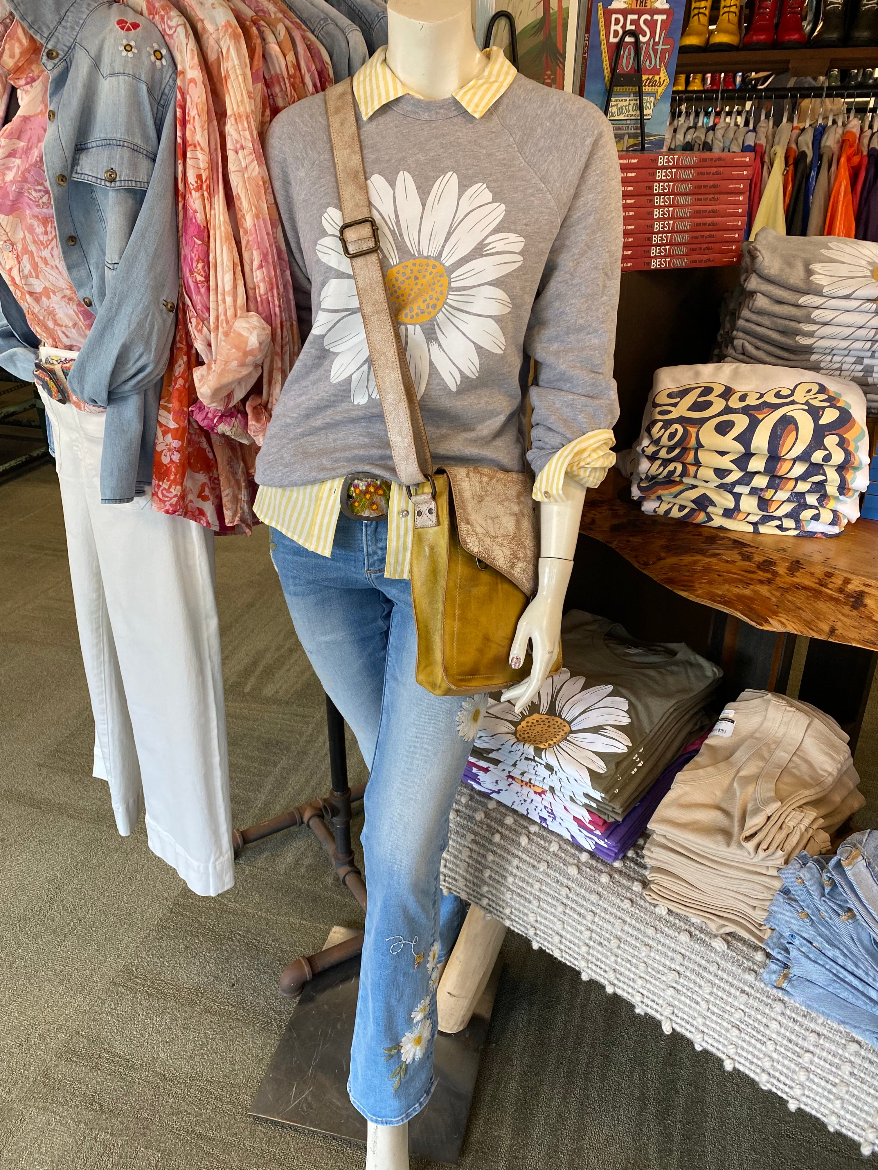 Blooming Daisy Graphic Sweatshirt athletic grey front