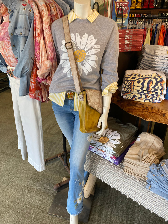 Blooming Daisy Graphic Sweatshirt athletic grey front
