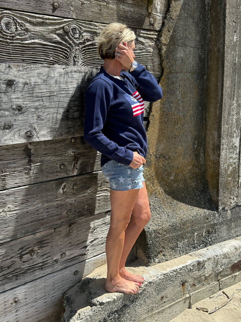 Oregon Anchor  Flag Sweater side navy