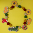 Do It Yourself Wood Garland pumpkin colored in