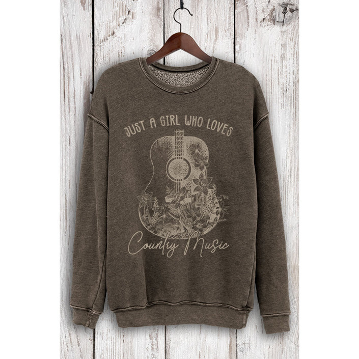 Just A Girl Who Loves Country Music Mineral Sweatshirt