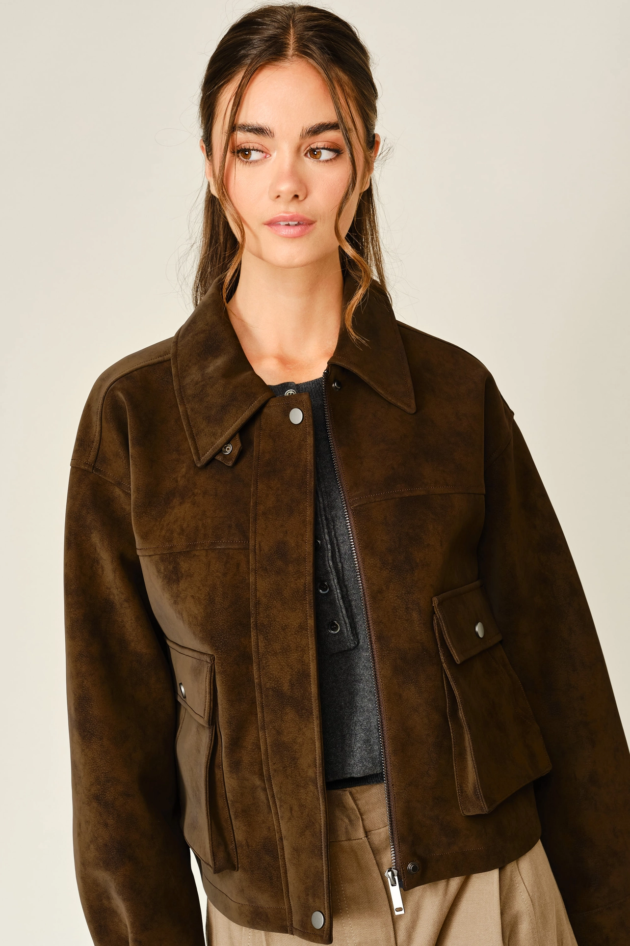 Vintage Vegan Leather Bomber Jacket