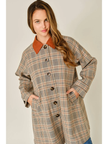 Mindy Plaid Button Down Trench Coat