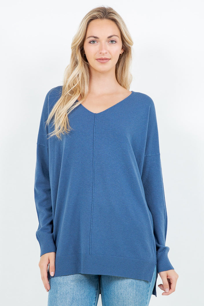Christi Front Seam Sweater ~ Blue Jay