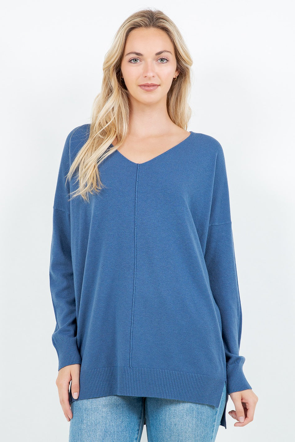 Christi Front Seam Sweater ~ Blue Jay