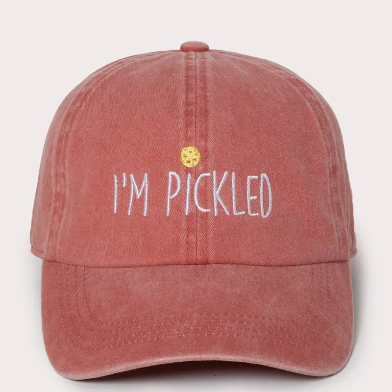 I'm Pickled Embroidered Cotton Baseball Cap - Coral