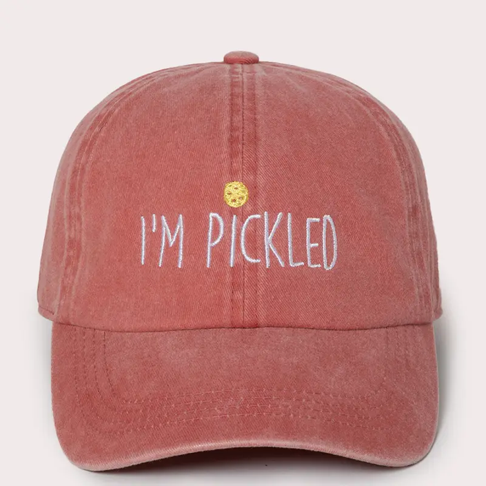 I'm Pickled Embroidered Cotton Baseball Cap - Coral