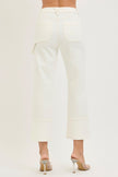 High Rise Straight Turn Up Cuffed Patch Pocket cream back